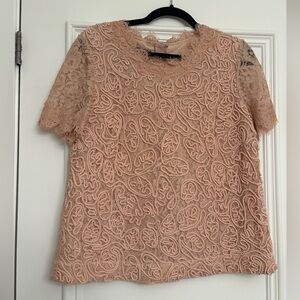 Marc Aurel Blush coloured lace and embroidered top.